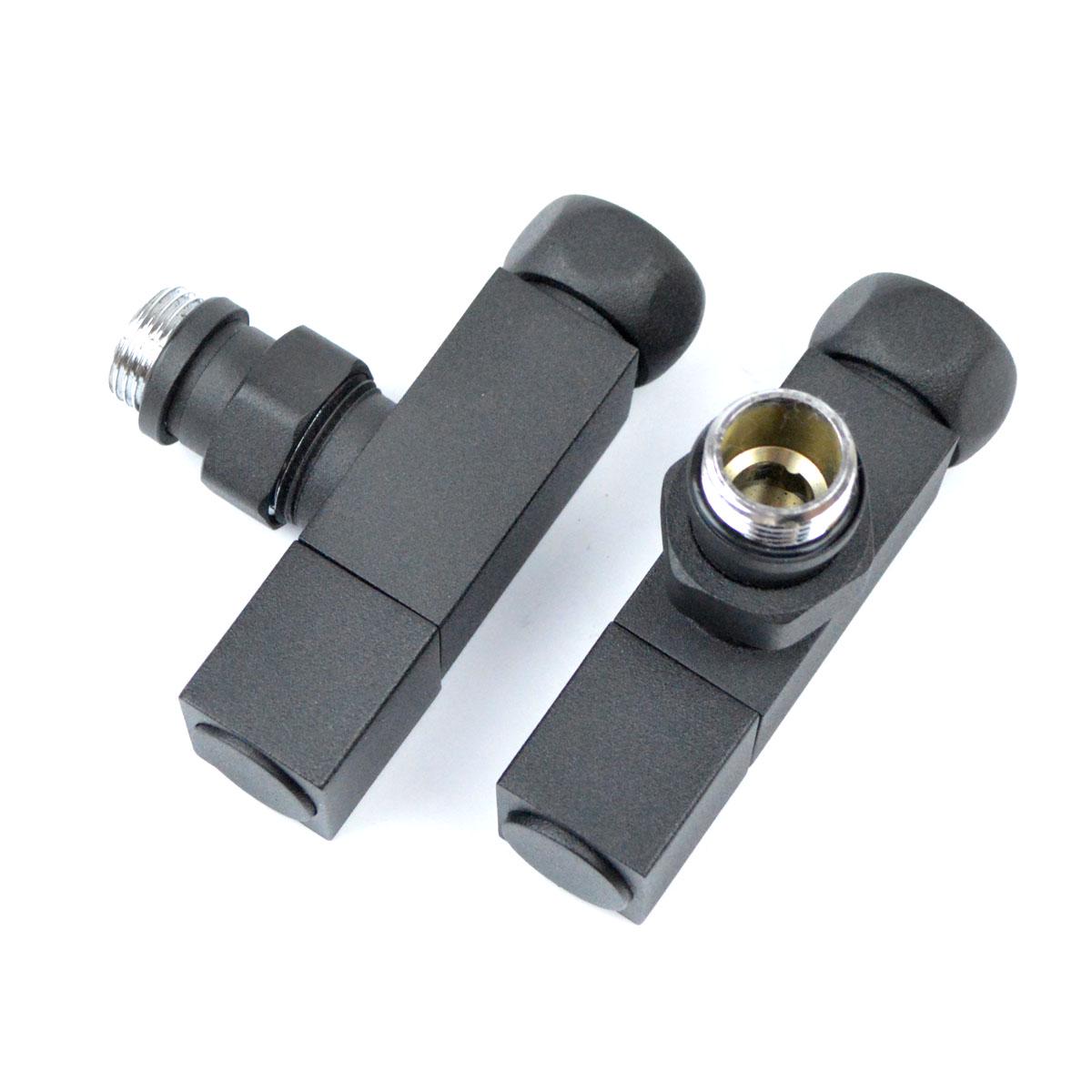 Кран угловой для полотенцесушителей Raftec Quadro 1/2x1/2 2 шт. Черный (25-233430-5012) - фото 2