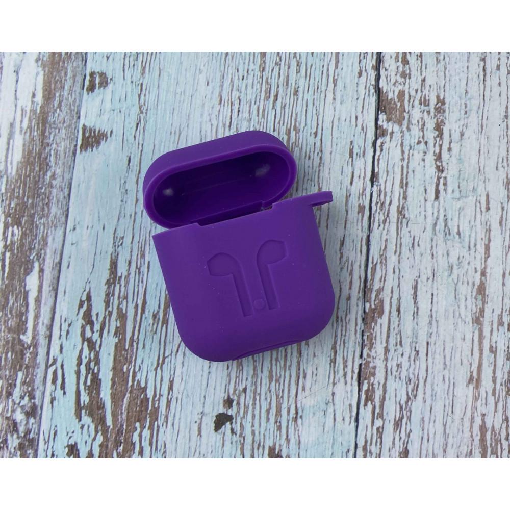Силиконовый чехол с карабином для наушников AirPods 2 Фиолетовый