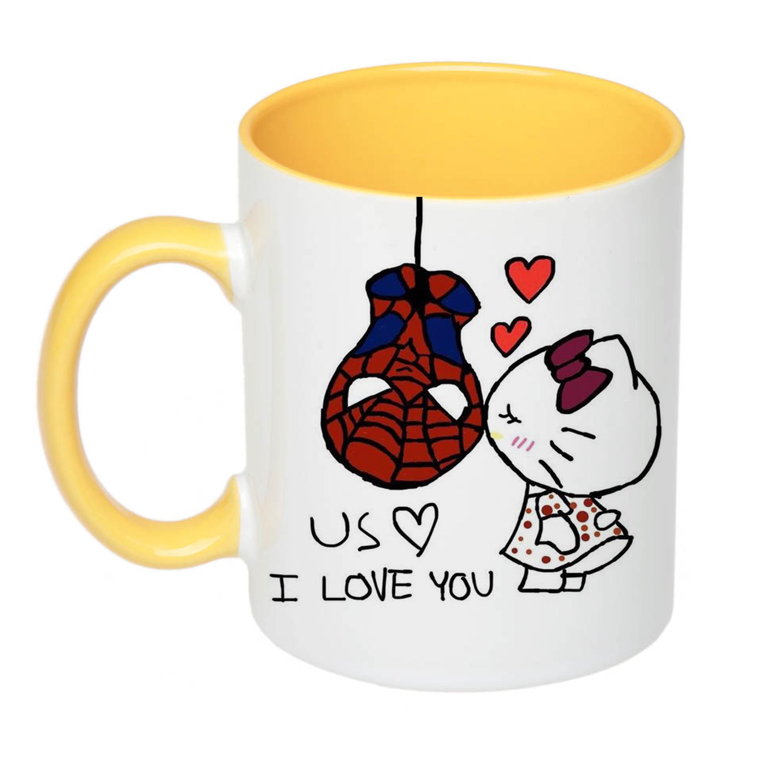 Чашка с принтом Us I love you 330 мл Желтый (17750)