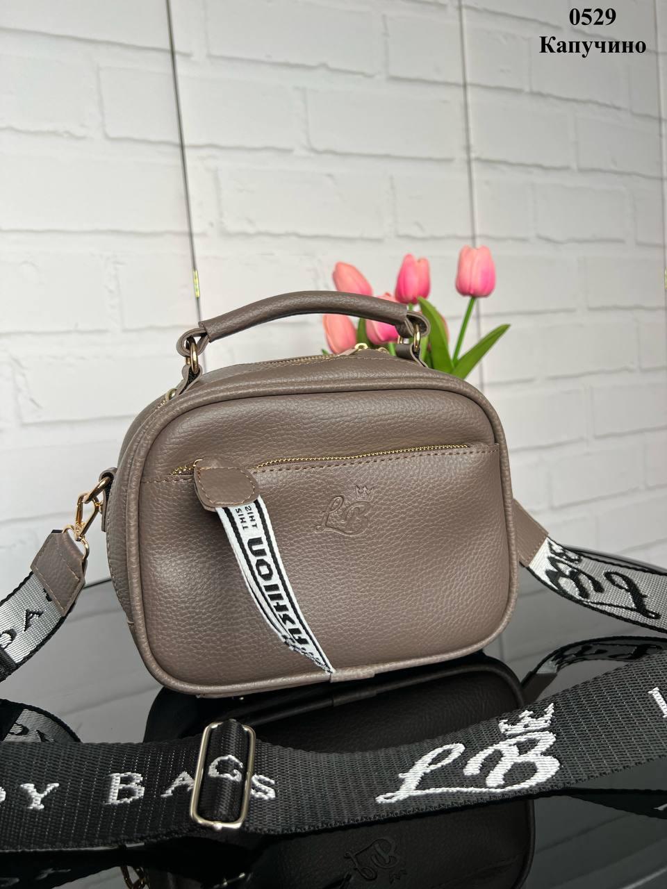 Сумка женская кросс-боди маленькая из экокожи через плечо на широком ремне Капучино - фото 4 Сумка женская кросс-боди маленькая из экокожи через плечо на широком ремне Капучино - фото 4