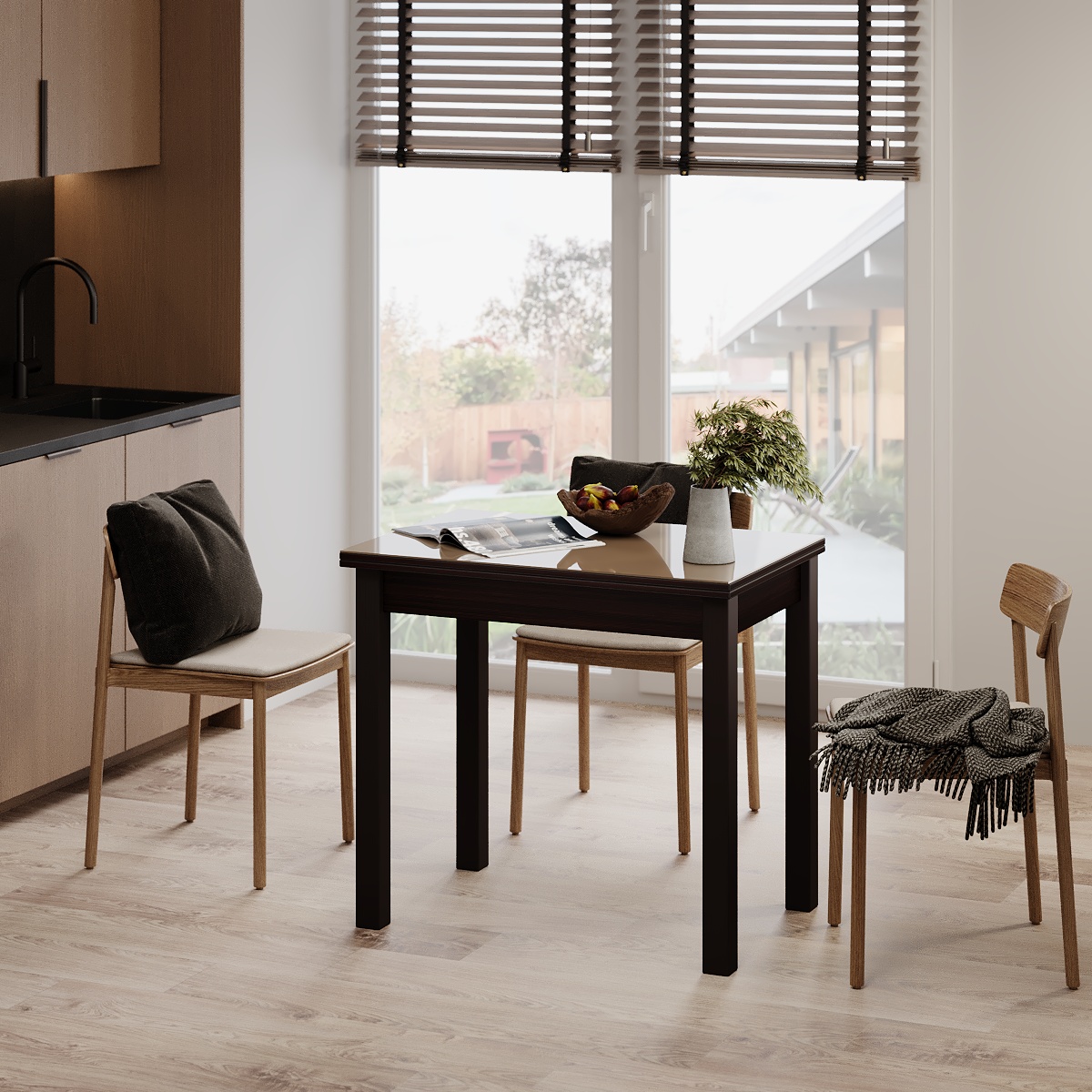 Стол-трансформер ART IN HEAD Dinner Glass 900x754x600 мм Венге/Бежевый (TB16050500204) - фото 3 Стол-трансформер ART IN HEAD Dinner Glass 900x754x600 мм Венге/Бежевый (TB16050500204) - фото 3