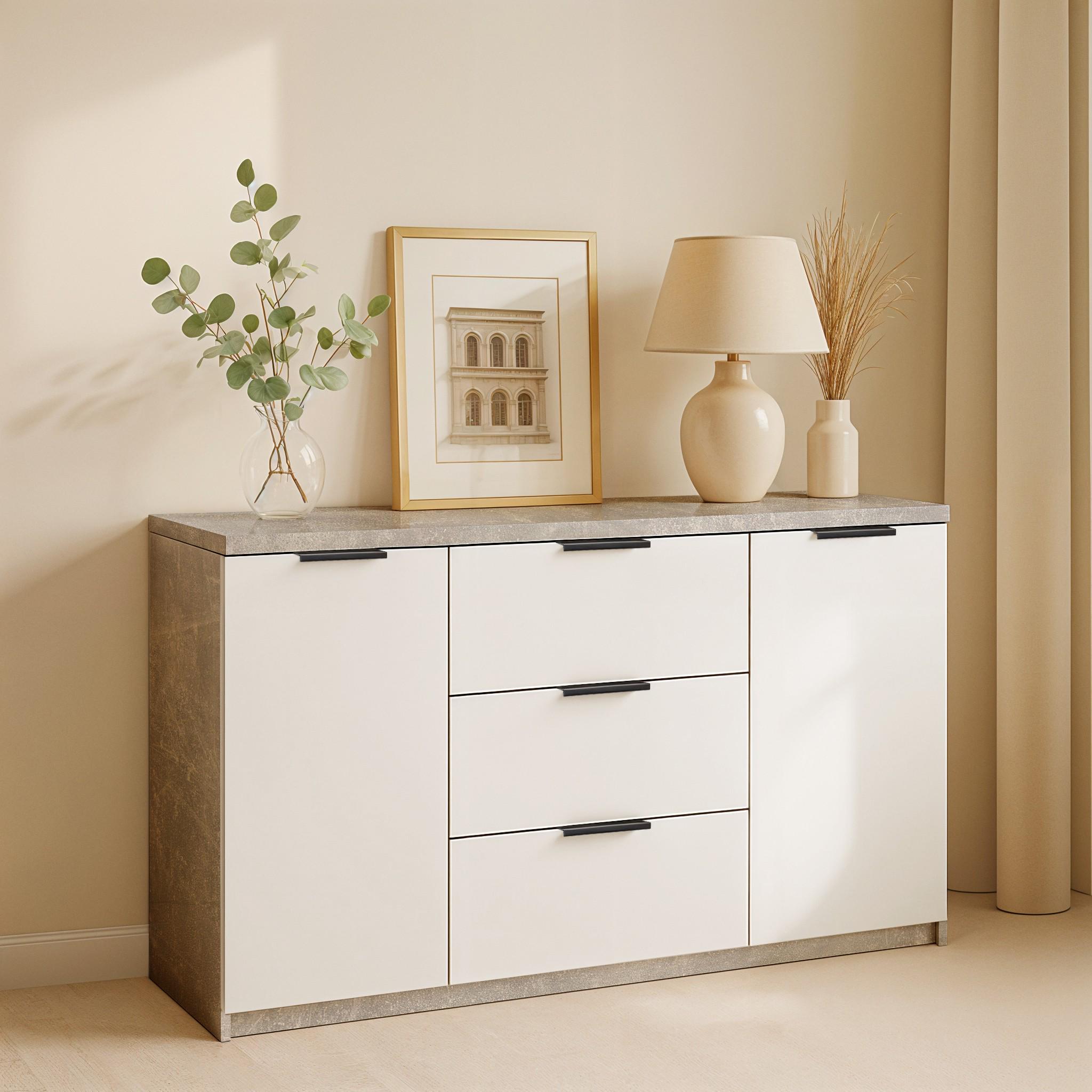 Комод Komfort 1300х450х850 мм Бетон/Белый