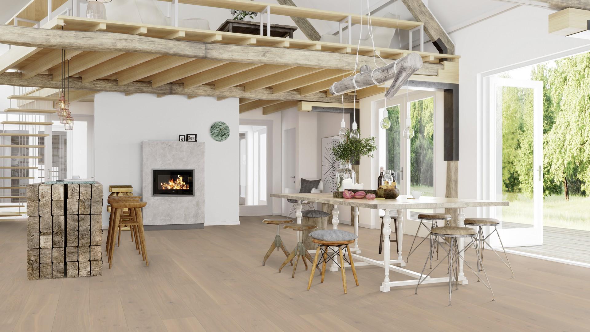 Паркетна дошка Floor`360 Дуб WARM COTTON 1-смугова Лак