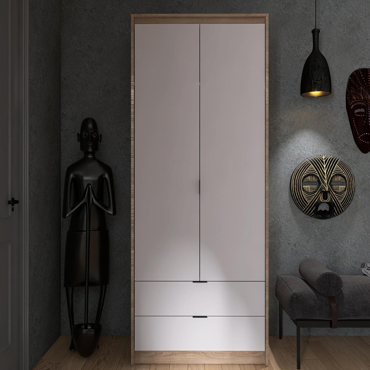 Шкаф распашной Эверест Сити-800 полки Дуб сонома/Белый (е-20736.01)