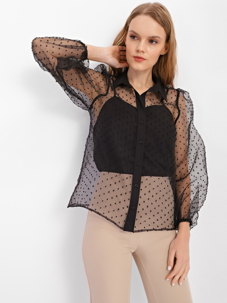 Комплект Блуза та майка Jhiva у горошок р. 44 Чорний (70051410)