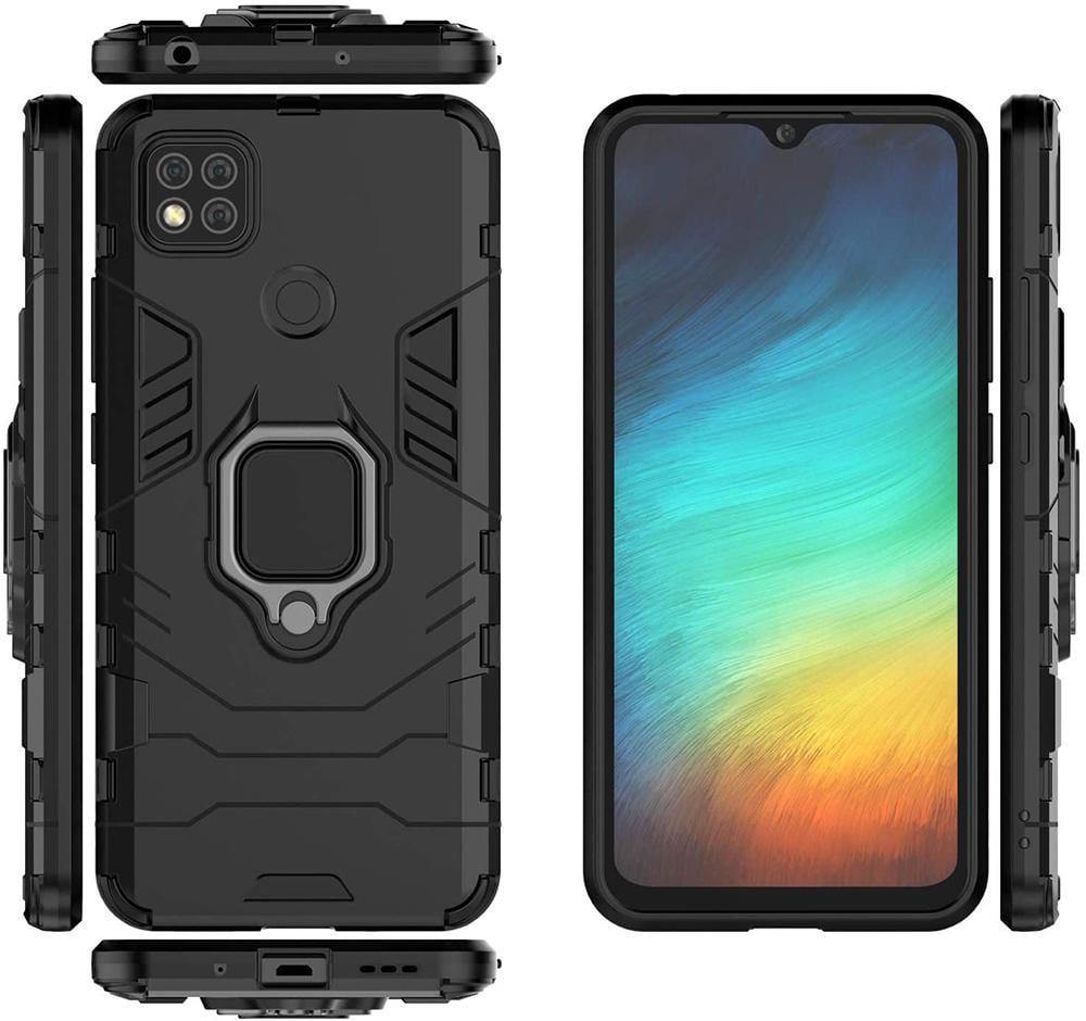 Противоударный чехол Xiaomi Redmi 9C (подставка кольцо) Black (19568-2B) - фото 2 Противоударный чехол Xiaomi Redmi 9C (подставка кольцо) Black (19568-2B) - фото 2