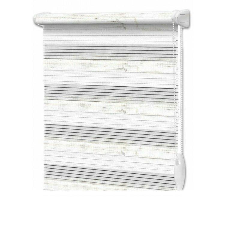 Ролета на пластиковые окна без сверления День-Ночь Wenster Secret DN 101 135х130 см открытого типа Льняной Светло-бежевый (а21320016)