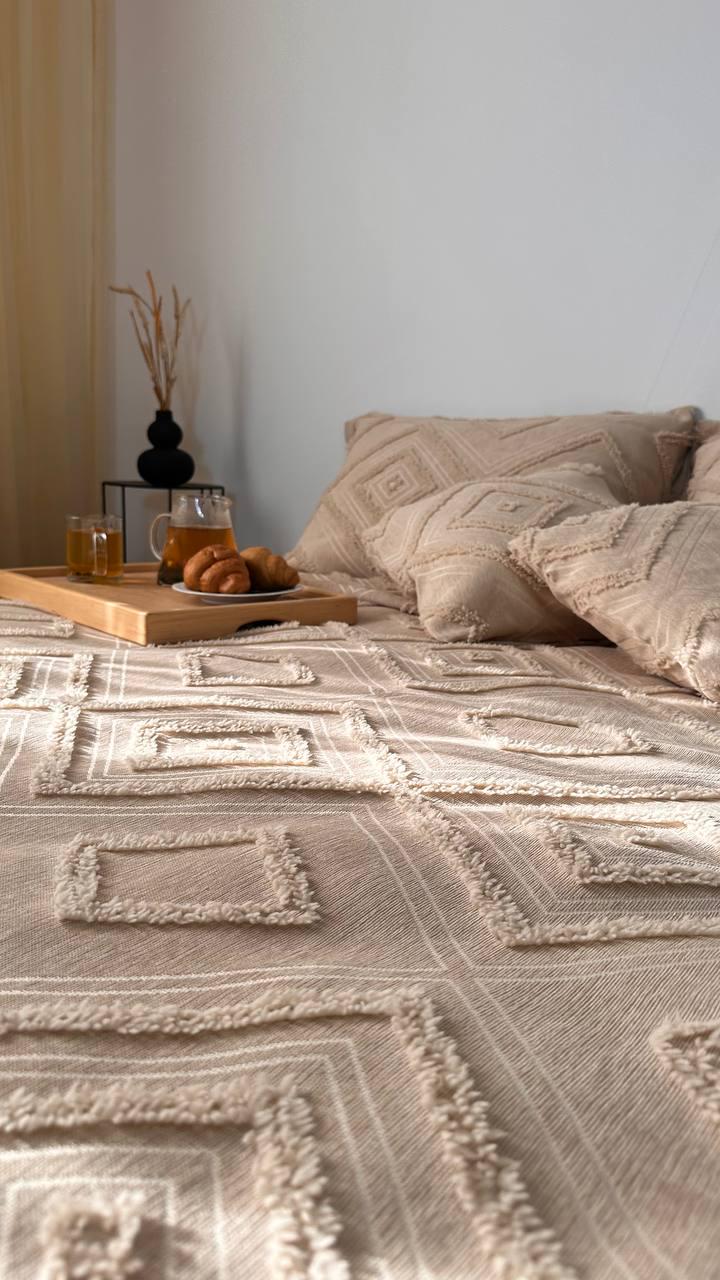 Покрывало Скандинавский большой ромб 140х240 см Бежевый - фото 5 Покрывало Скандинавский большой ромб 140х240 см Бежевый - фото 5