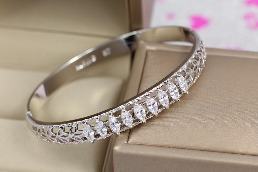 Браслет Xuping Jewelry Девять камней 9 мм 57 мм 16-18 см Серебристый (1405412922)