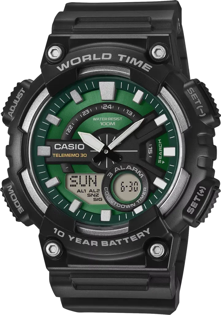 Наручные часы мужские Casio Timeless Collection AEQ-110W-3A2 с водозащитой 100 м/подсветкой Черный (3139706451)