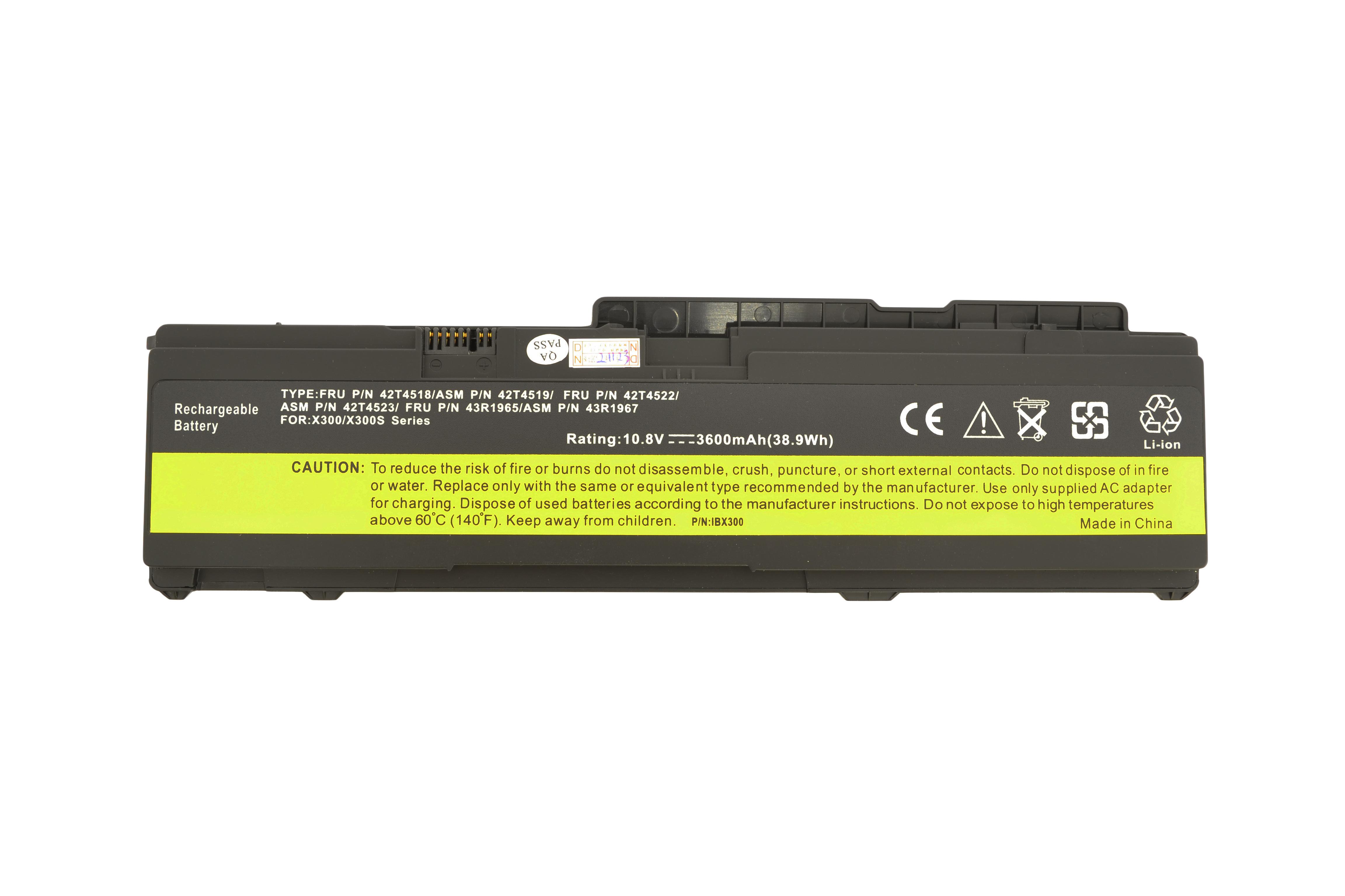 Аккумулятор для ноутбука Lenovo-IBM 43R1965 ThinkPad X300 10,8 V 3600 mAh (009260)