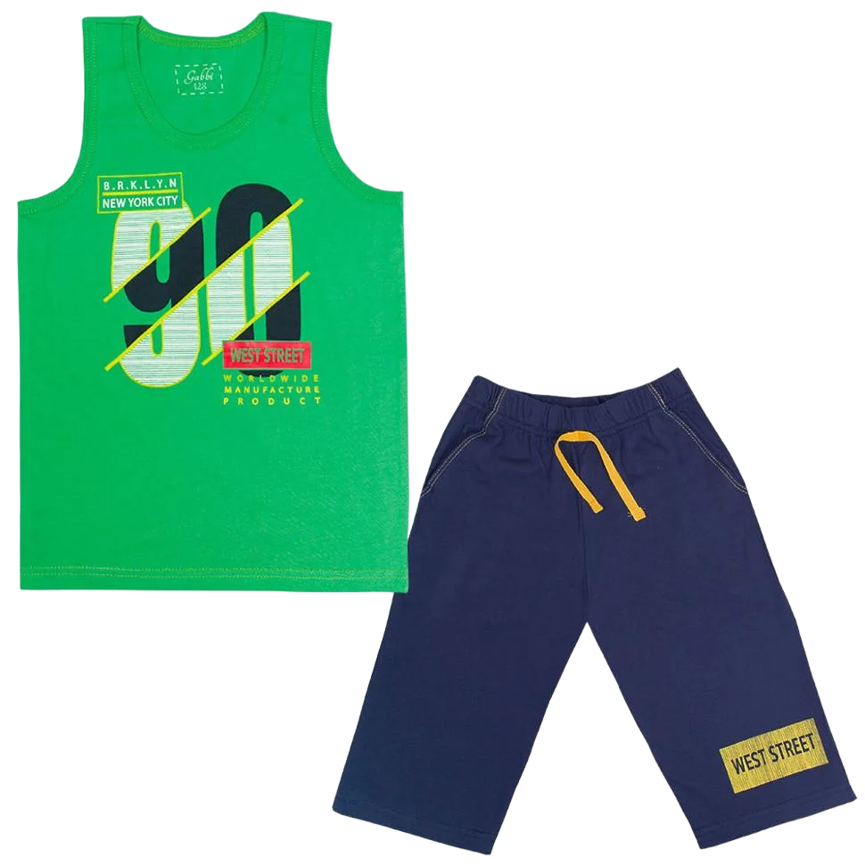 Костюм дитячий бавовняний літній для хлопчика Gabbi KS-19-17-1 Техно 128 см Зелений (11648)