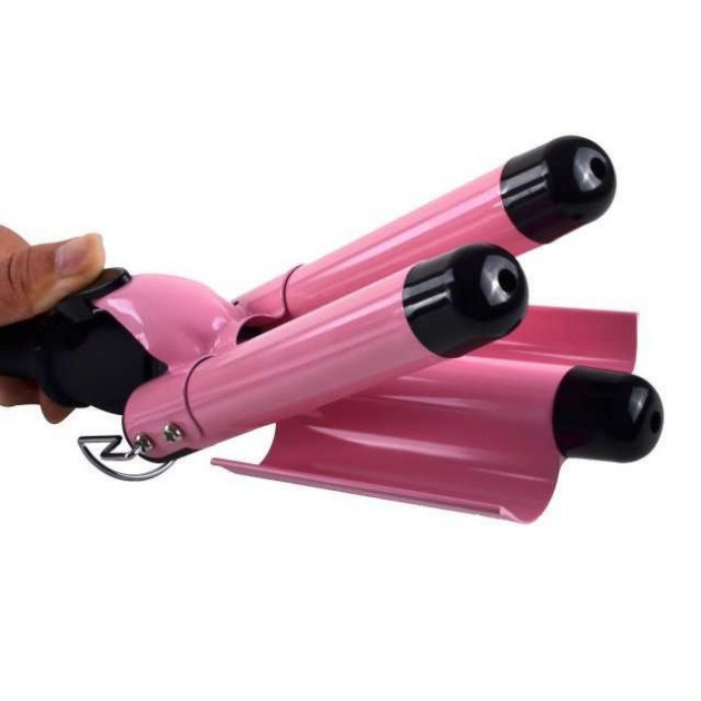 Плойка для волос Gemei GM1956 тройная с керамическими покрытиями Pink (ML-04743) - фото 2 Плойка для волос Gemei GM1956 тройная с керамическими покрытиями Pink (ML-04743) - фото 2