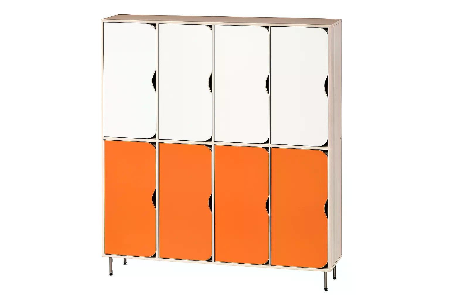 Шкаф 8-секций DS-56 на металлических регулируемых опорах Белый/Оранжевый
