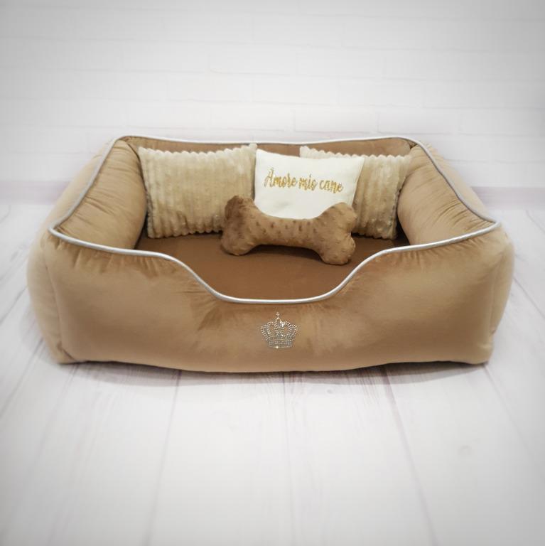 Лежанка для собак Amore mio Cane Брідж Caramel до 16 кг 80х70х21 см (DB-0043) - фото 3