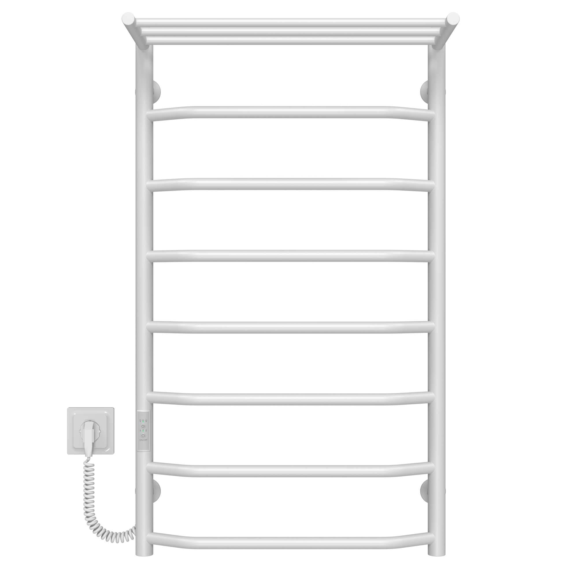 Рушникосушарка електрична з полицею Deffi Трапеція П8 WD03 ліве підключення нержавіюча сталь 500х900 мм Білий (C.TP.90.50.8.E.W.L.3)