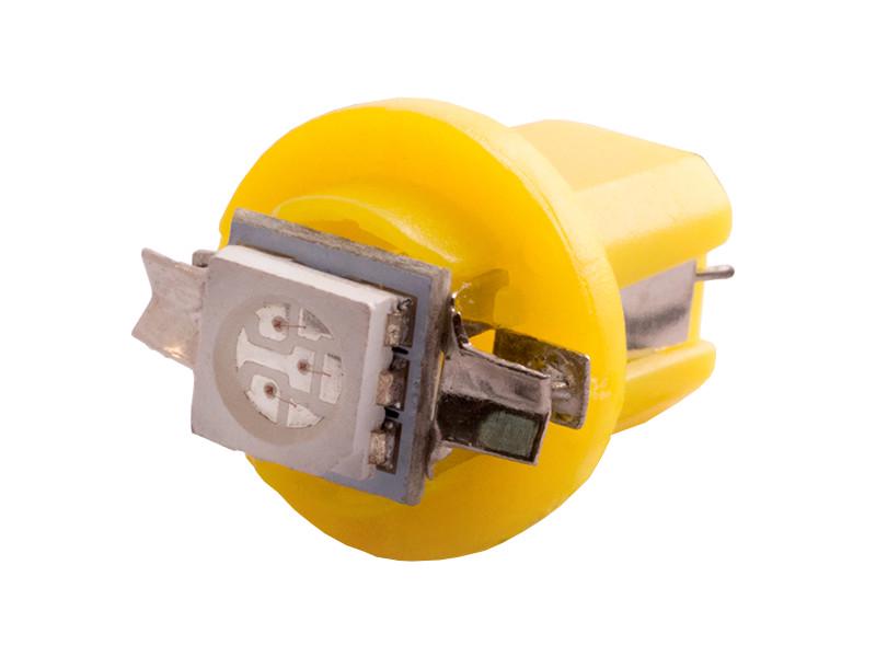 Автолампа светодиодная T5 W1,2W B8,5d 12 В SMD5050-1led Желтый (260)