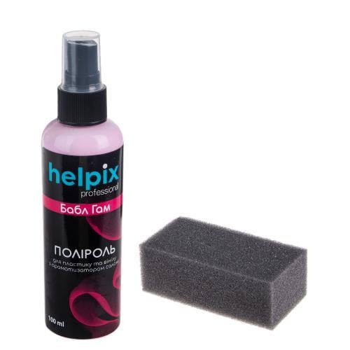Полироль для пластика и винила Helpix Professional 100 мл Бабл гам + губка (65370)