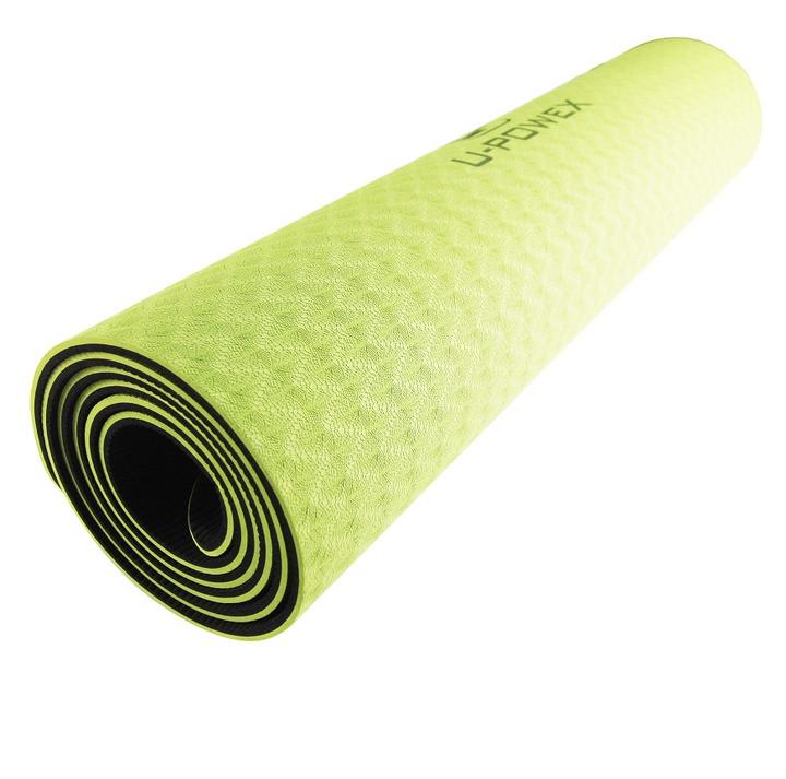 Килимок для йоги та фітнесу U-Powex TPE Yoga mat 183х61х0,6 см Green/Black (20176193) - фото 2