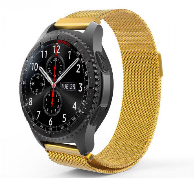 Металлический ремешок Watchbands Milanese Loop для Samsung Gear S3/Samsung Galaxy Watch 46 мм Gold (WB004METALGOLD) - фото 2