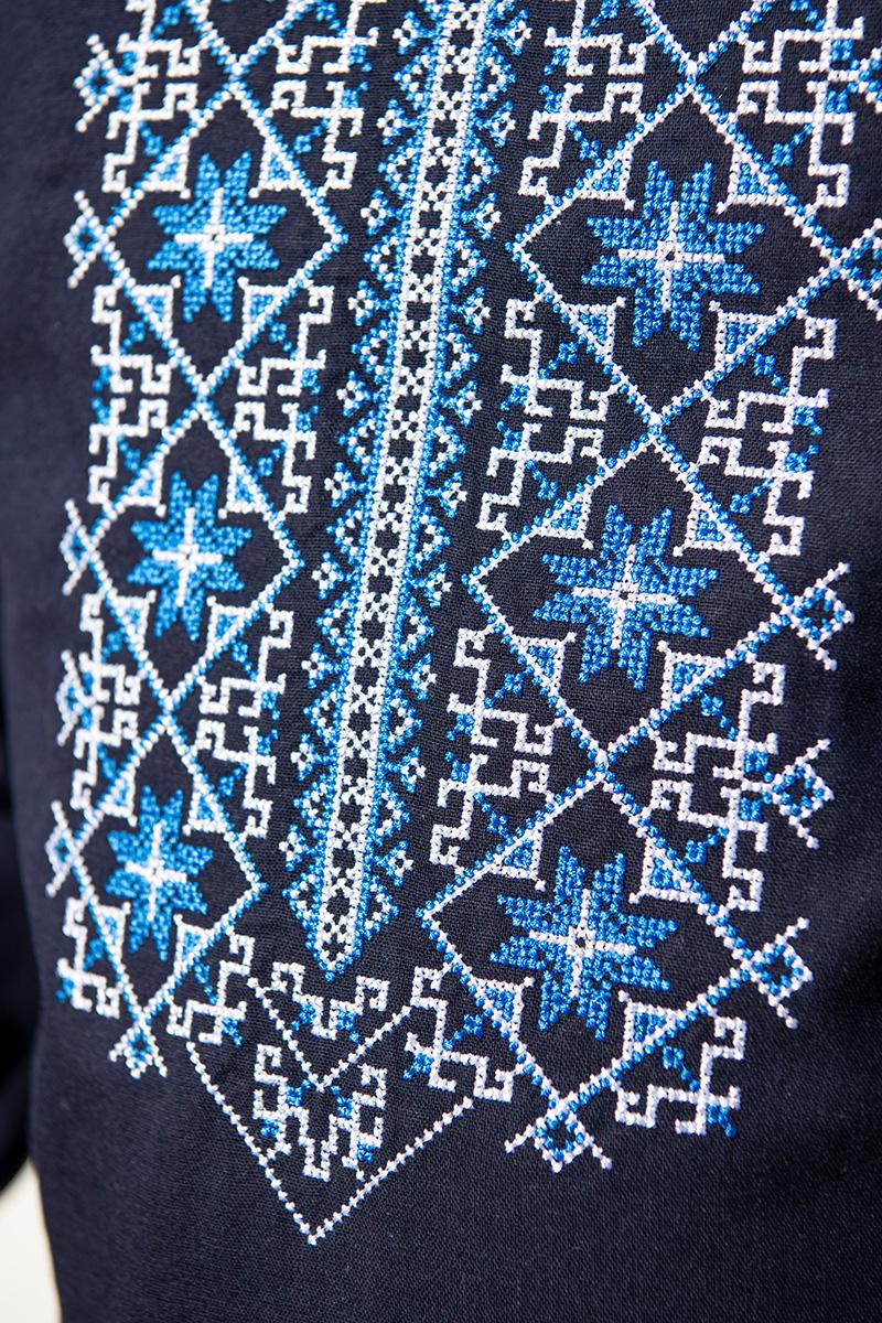 Вышиванка мужская из льна 3XL Темно-синий (2121243128) - фото 6 Вышиванка мужская из льна 3XL Темно-синий (2121243128) - фото 6