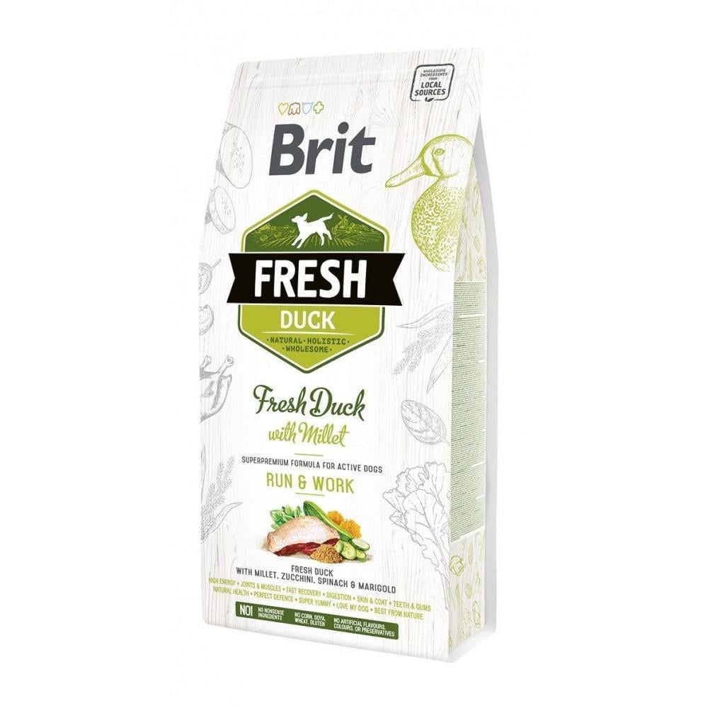 Корм сухий для дорослих активних собак Brit Fresh качка і пшоно 2,5 кг (170998/530823)