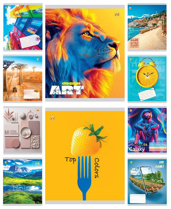 Зошити учнівські Тетрада Мікс 3 48 аркушів лінія 10 шт. в упаковці