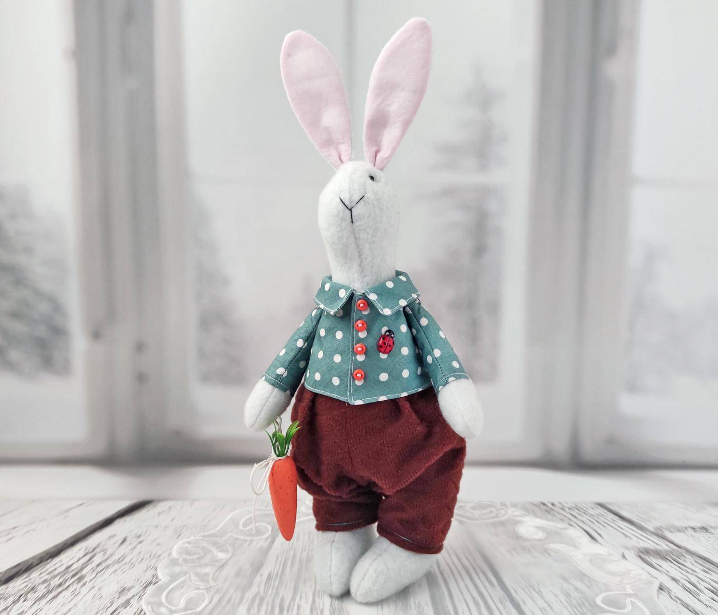 Лялька інтер'єрна тильда Кролик Морковний  (2051464612)