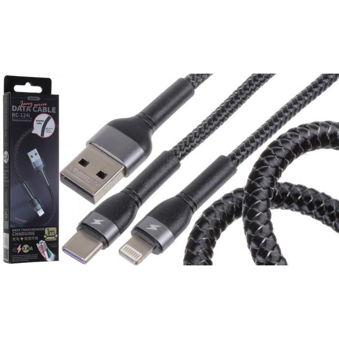 Кабель USB - Lightning 8-pin REMAX Jany RC-124i 1 м Black (epic1101) - фото 5