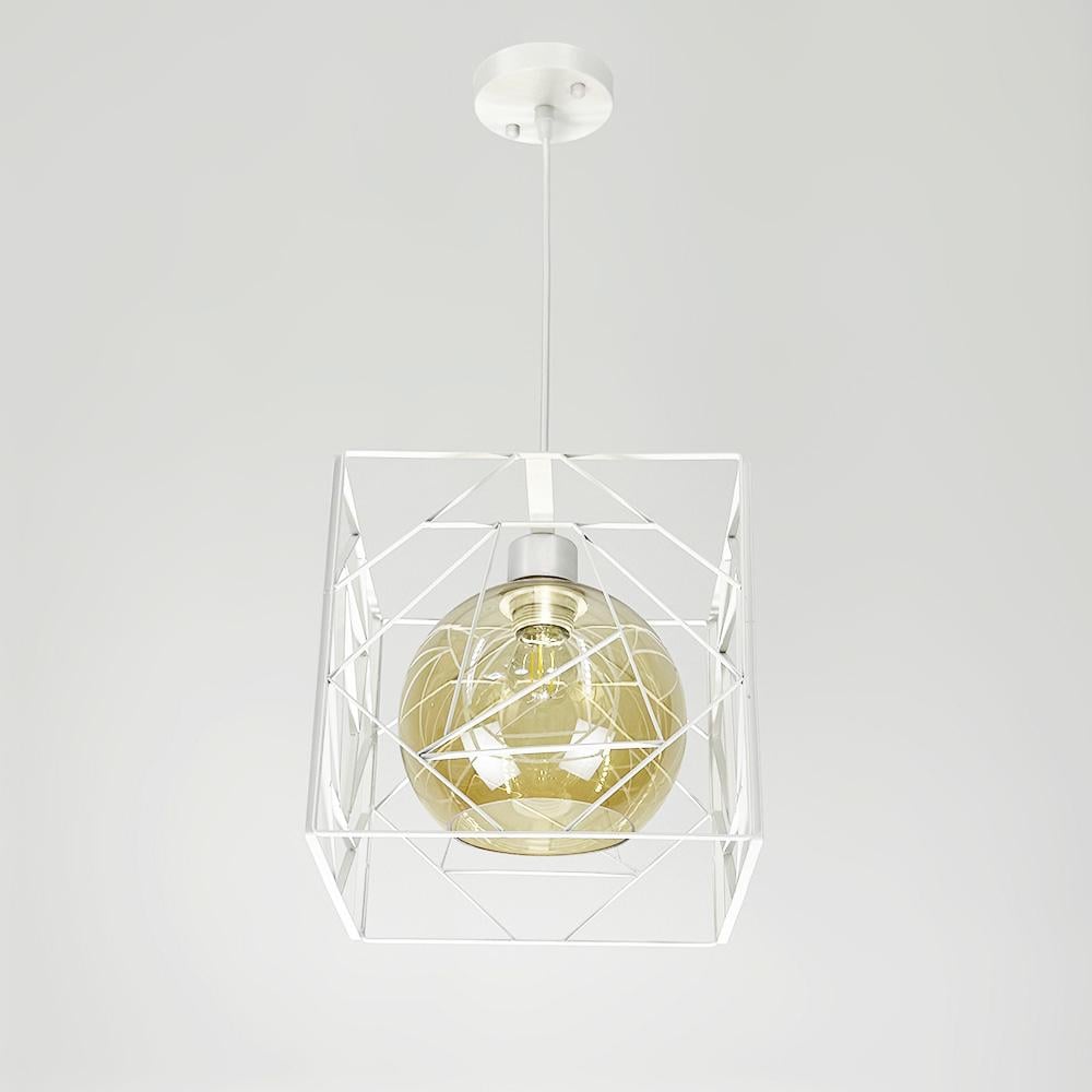 Люстра LineF лофт 24х24 см Белый/Янтарный (12120/1 WT+AM) - фото 3 Люстра LineF лофт 24х24 см Белый/Янтарный (12120/1 WT+AM) - фото 3