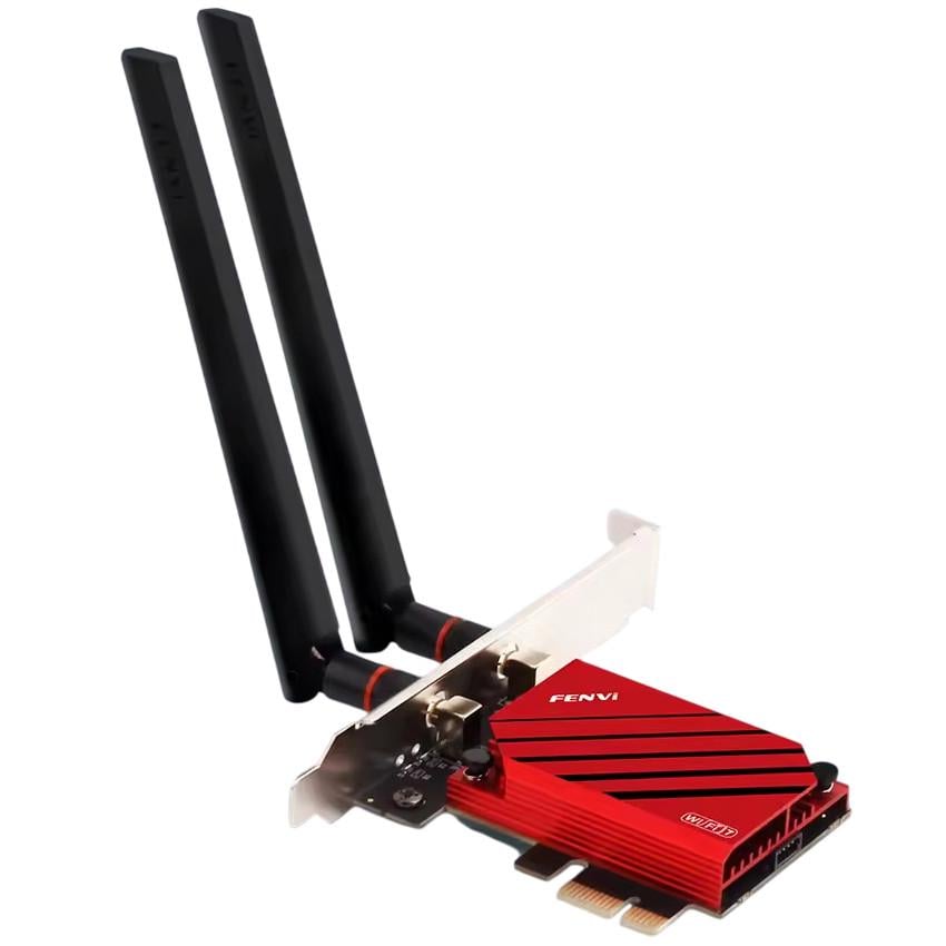 Сетевая карта PCI-E Fenvi FV-BE8800 Wi-Fi 7 трехдиапазонный адаптер модуль Bluetooth 5.4 Black/Red (19127)