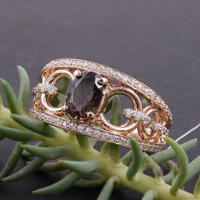 Кільце з червоного золота з раухтопазом (2248221112)