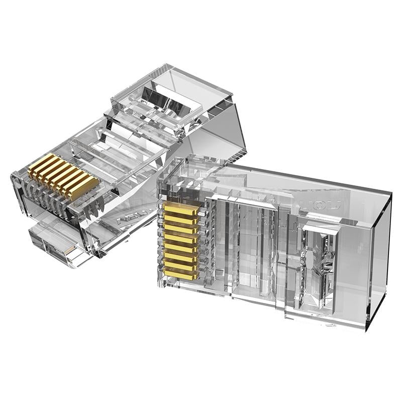 Сетевой коннектор Vention 100 шт. RJ45 Cat.6 UTP позолоченные контакты Прозрачный (IDDR0-100)