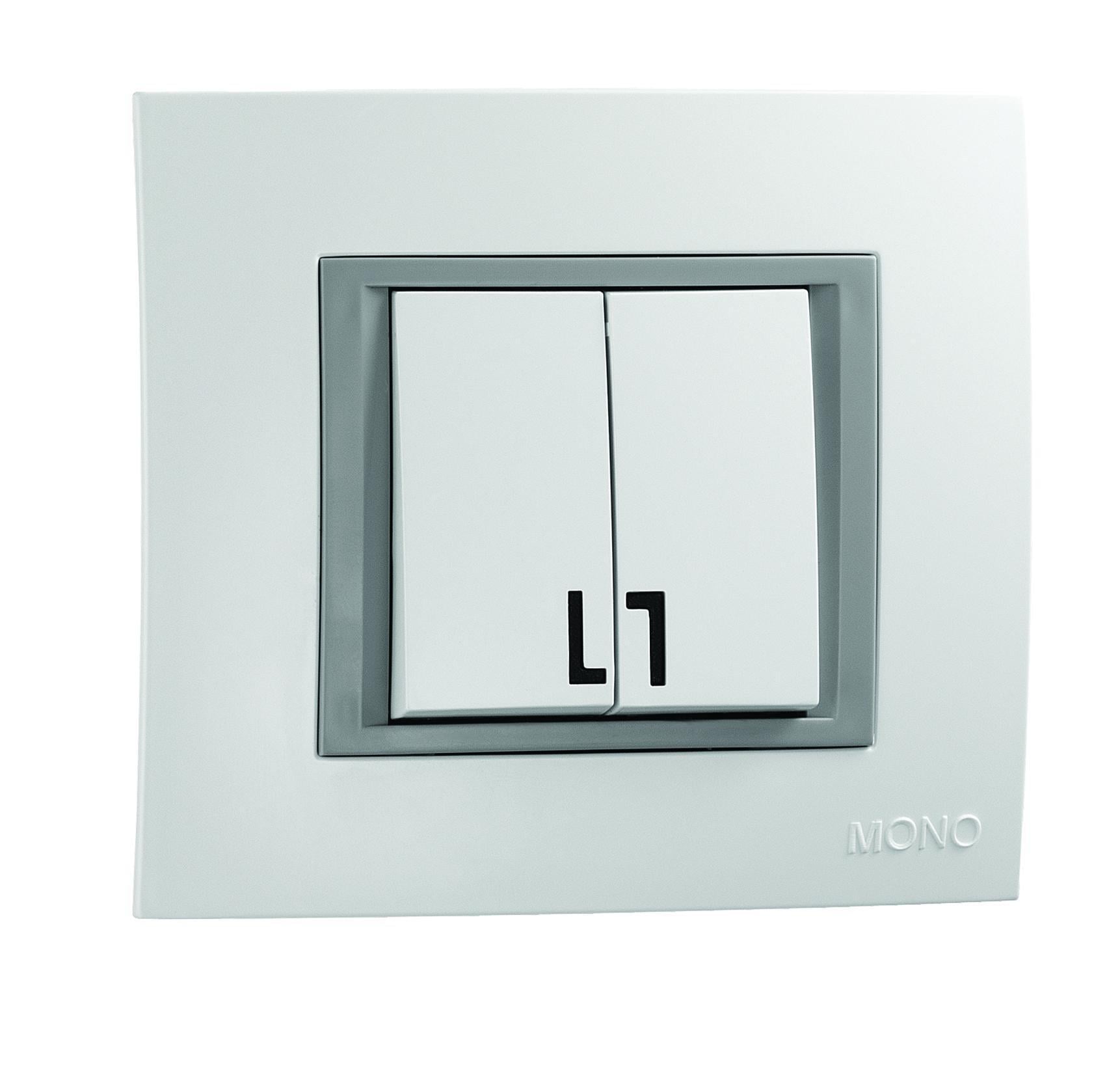 Выключатель двухклавишный Mono Electric MONTE Белый (14430)