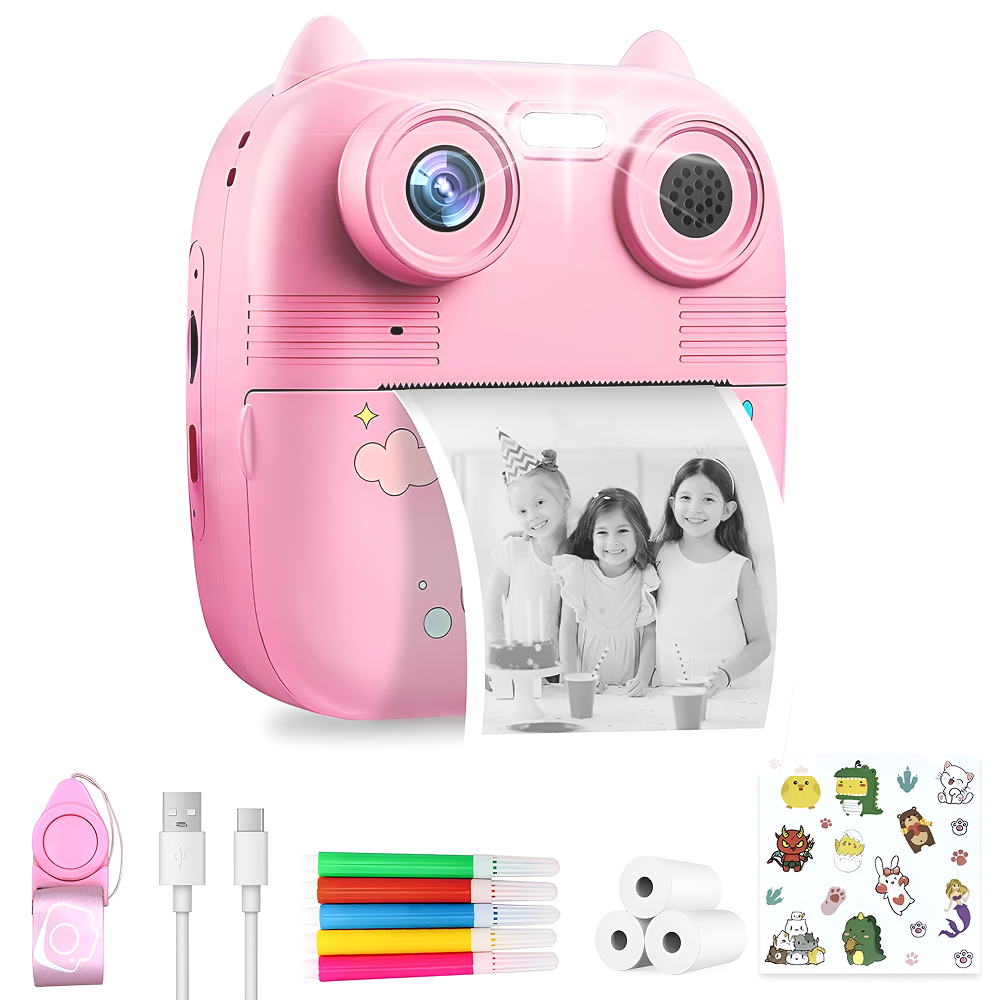 Фотоаппарат мгновенной печати для детей D8S Premium 1080P HD палароид Розовый (3c6eb3f4)