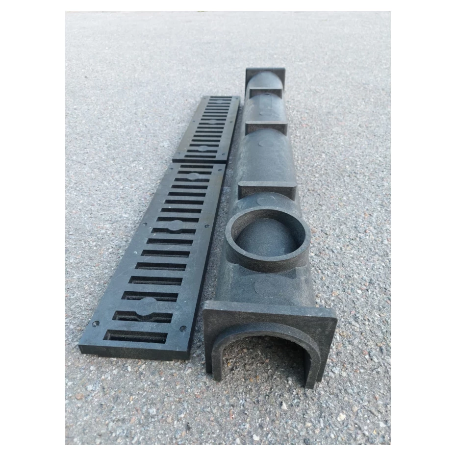 Комплект водовідводу Україна НФ-00000210 глибокий 1000x140x145 мм А15 з чорними решітками (AKD54485) - фото 9