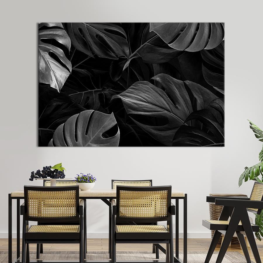 Настенний декор Чёрно-белые тропические листья 120x80 см (1974-1)