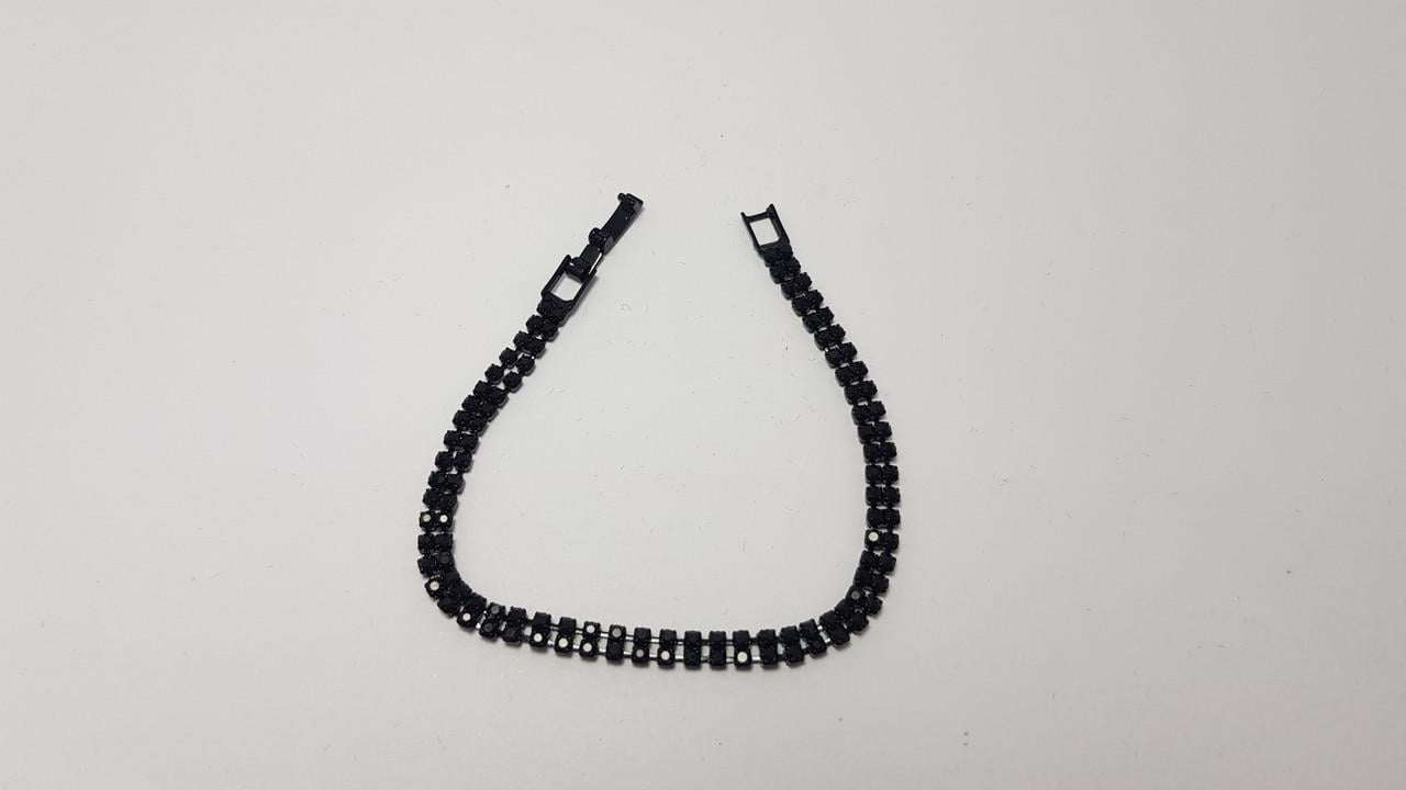 Браслет женский с кристаллами 5 мм 2 ряда камней Черный (1832831941) Браслет женский с кристаллами 5 мм 2 ряда камней Черный (1832831941)