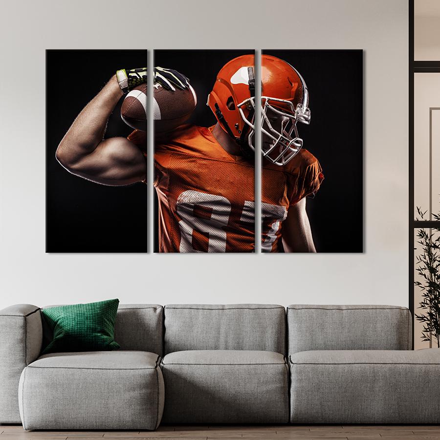 Модульная картина триптих Игрок в американский футбол 78x48 см (488-31) Модульная картина триптих Игрок в американский футбол 78x48 см (488-31)