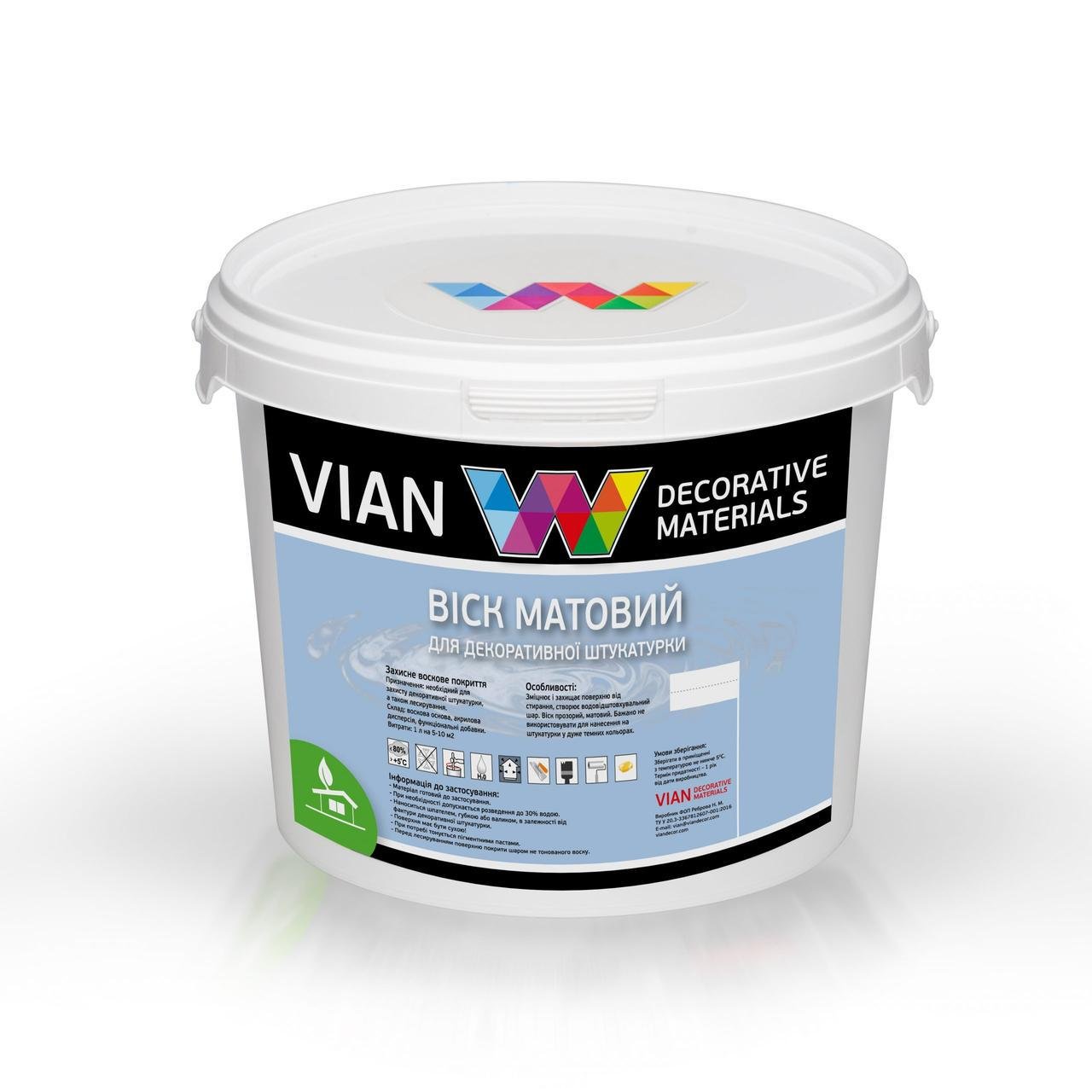Захисний віск для декоративних штукатурок Vian матовий 5 л Захисний віск для декоративних штукатурок Vian матовий 5 л