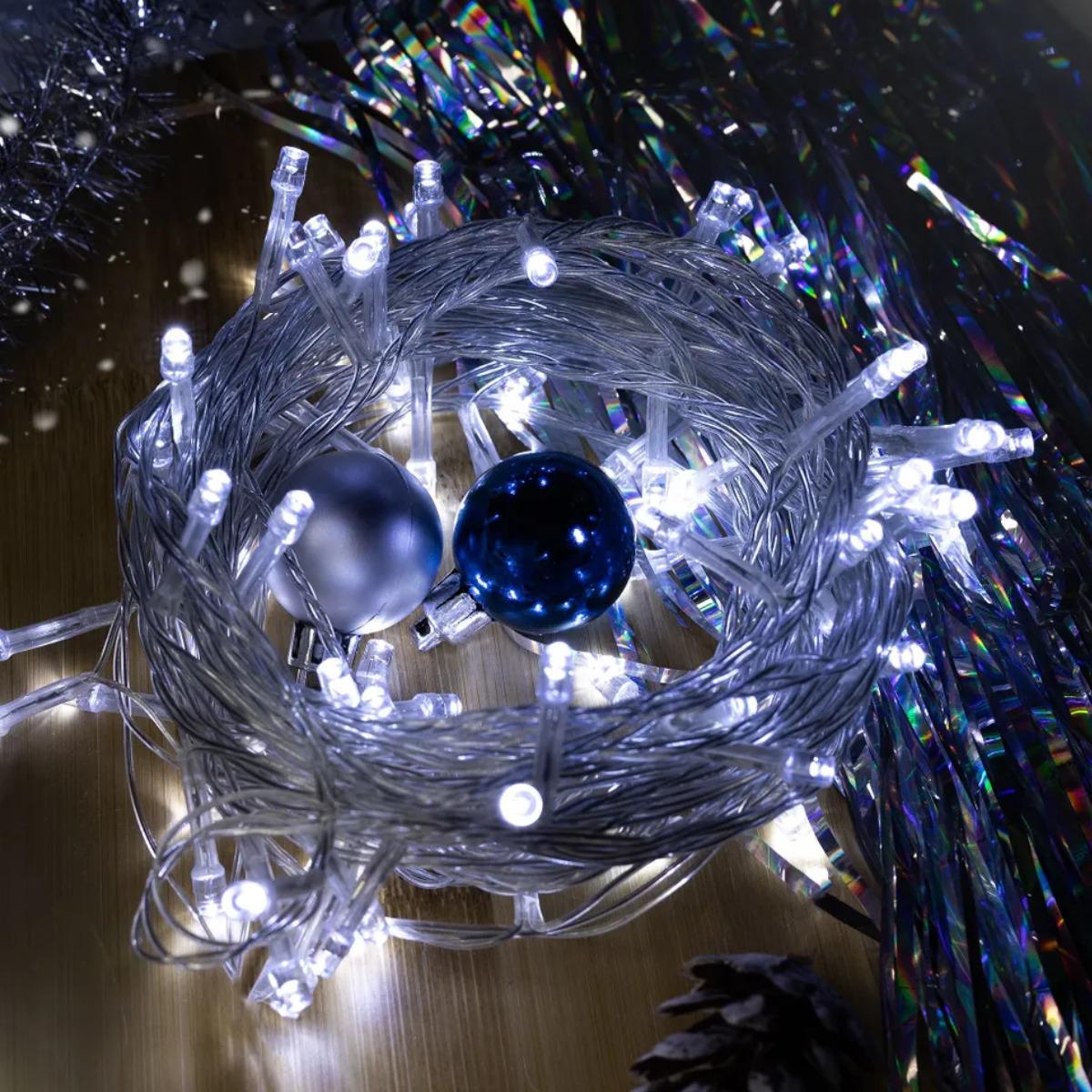 Гирлянда новогодняя Xmas 100 Led 9 м силиконовый провод Холодный белый