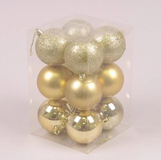 Набор пластиковых новогодних шаров Flora 12 шт. D-7 см (44418)