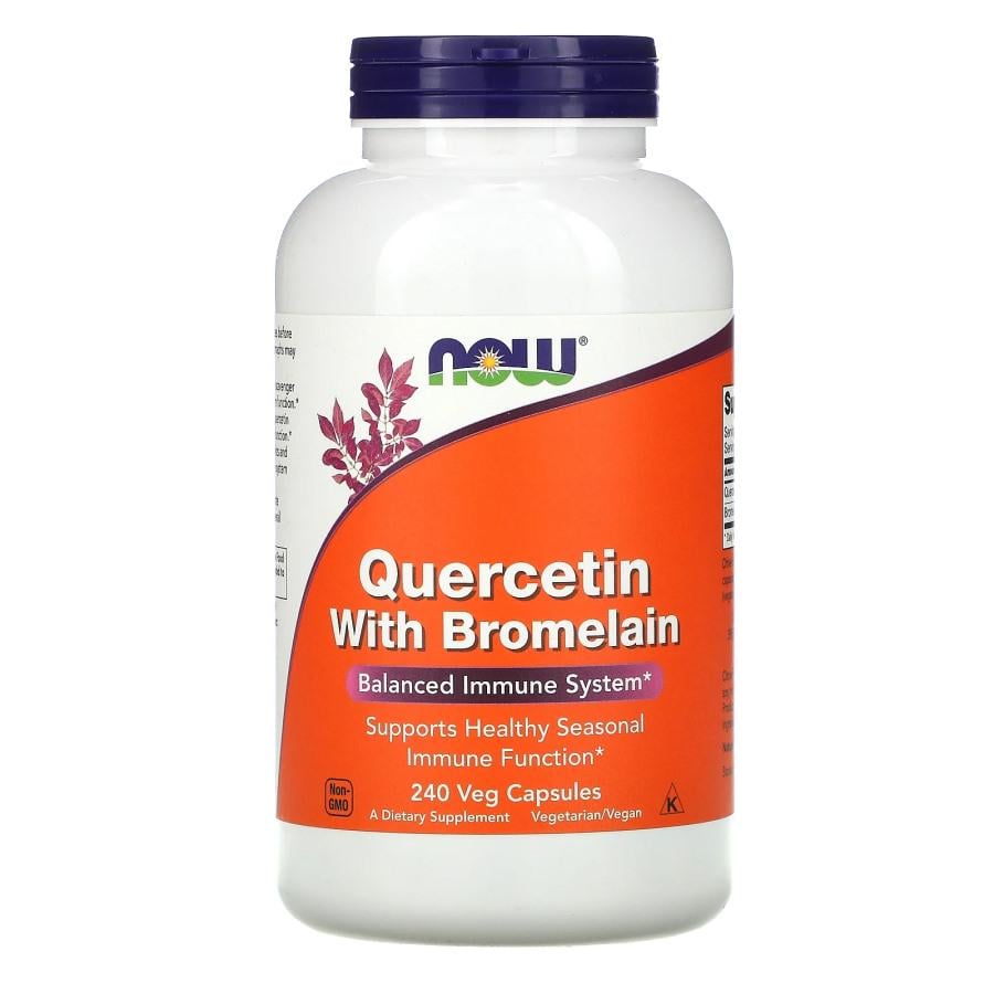 Натуральна добавка NOW Quercetin with Bromelain 240 вегакапс. (8907)