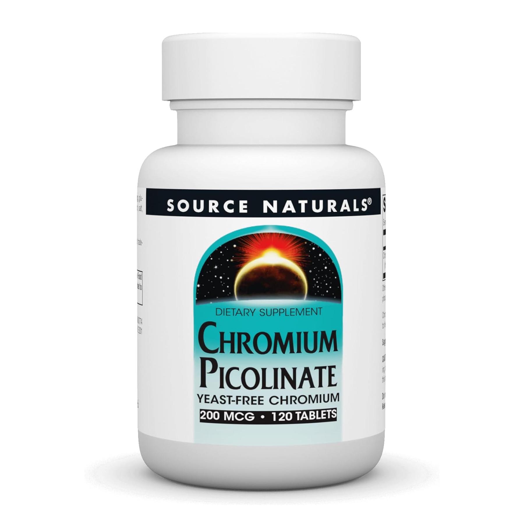 Хром Пиколинат Source Naturals Chromium Picolinate 200 мг Yeast Free 120 таб.