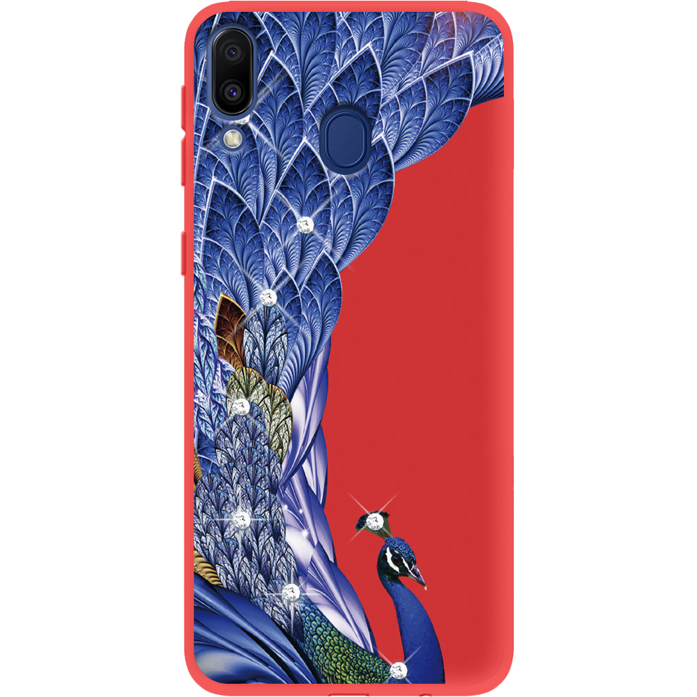 Чехол Boxface Samsung M205 Galaxy M20 Павлин со стразами Красный силикон (36205-rs7-43047)