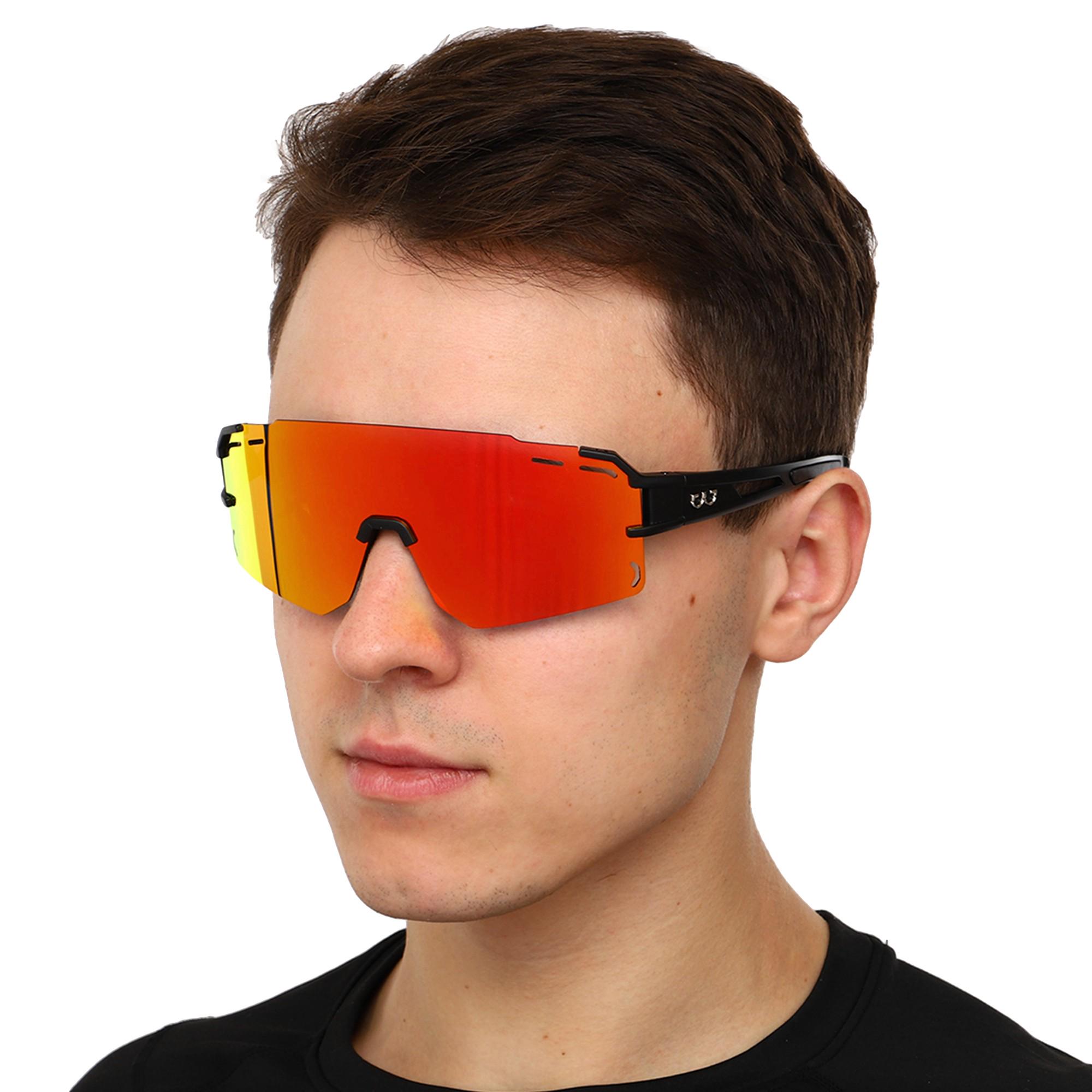 Очки спортивные солнцезащитные JHUA зеркальные Черный/Красный (JH-131-3)