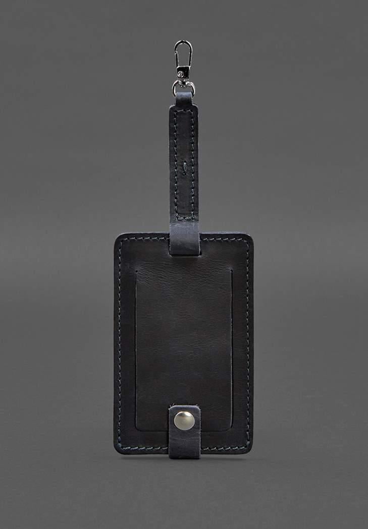 Бирка кожаная для багажа Бланк-тег Crazy Horse Синий (A-026184)