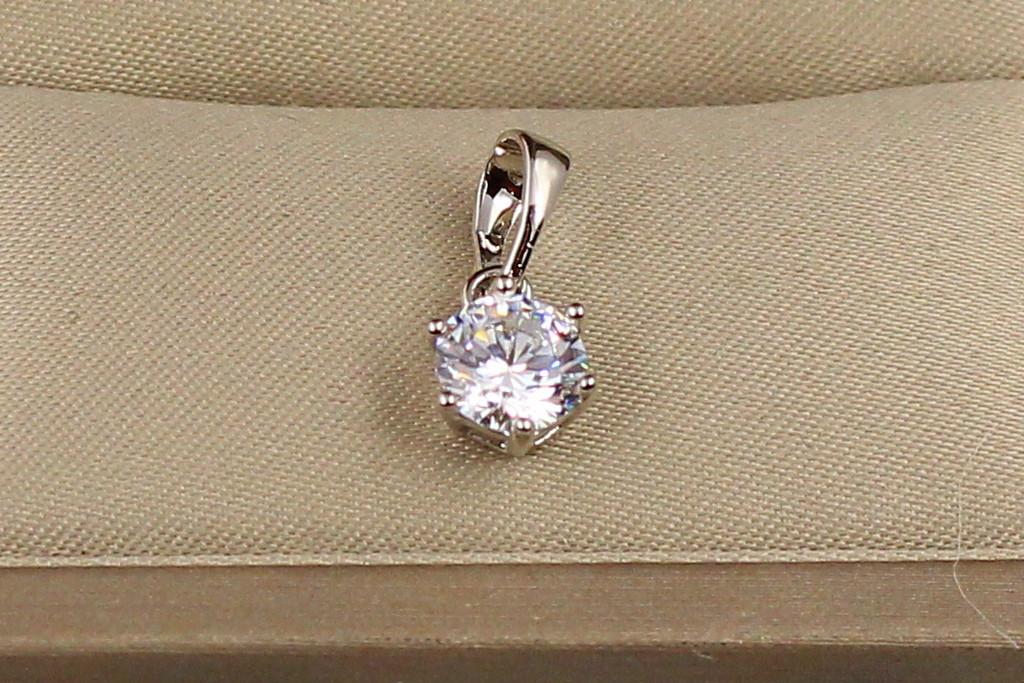 Кулон Xuping Jewelry с белым камнем 5 мм Серебристый