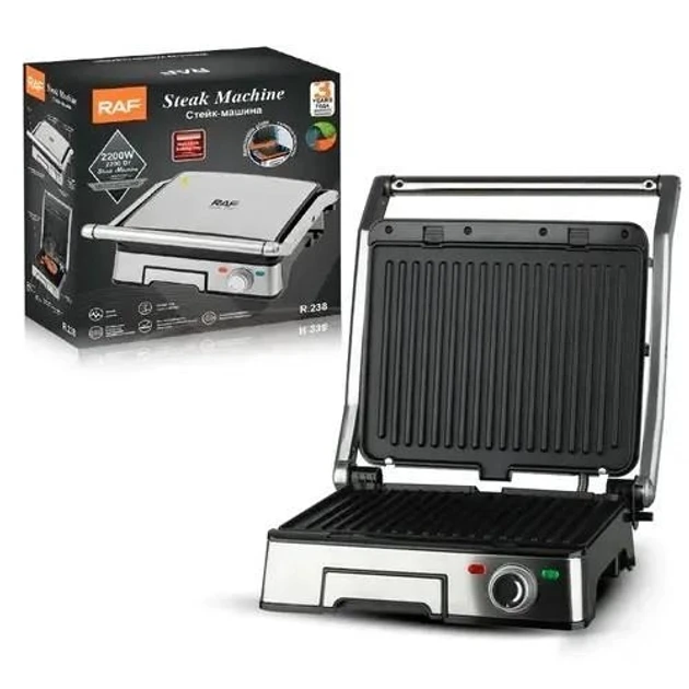 Гриль контактный RAF R.238 2200W съемные антипригарные пластины для мяса и рыбы (9784) Гриль контактный RAF R.238 2200W съемные антипригарные пластины для мяса и рыбы (9784)
