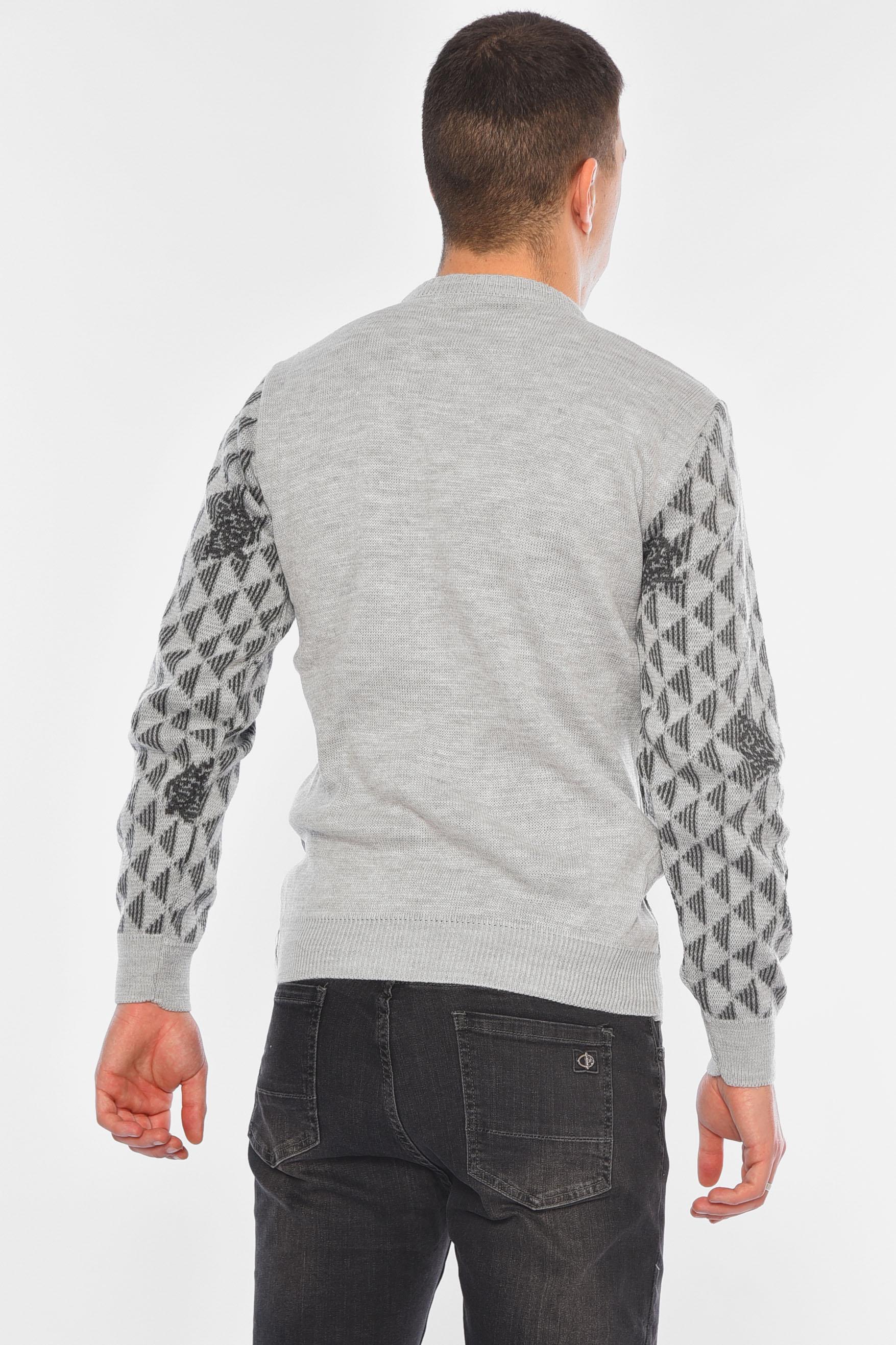 Светр чоловічий однотонний M Сірий (194512) - фото 3 Светр чоловічий однотонний M Сірий (194512) - фото 3